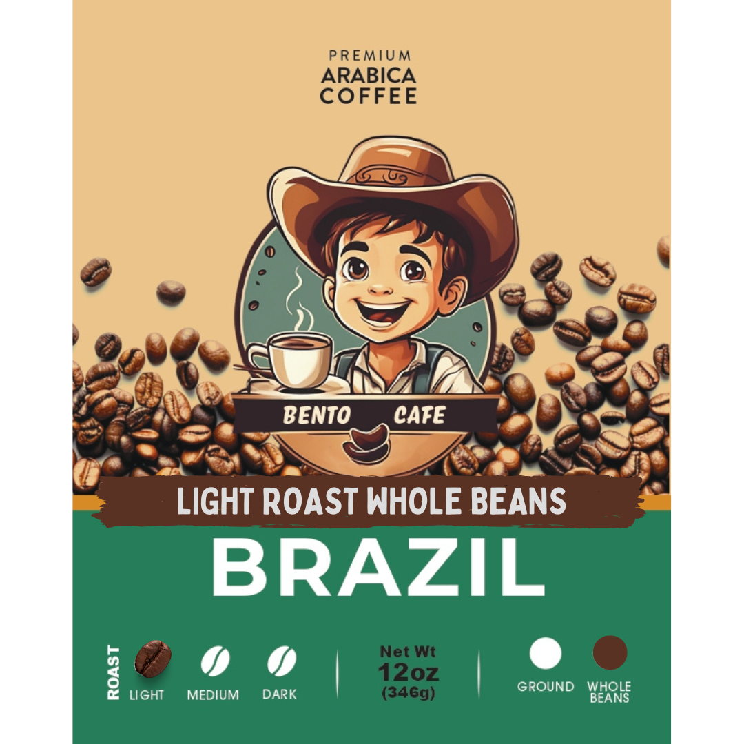 Brazil Light Roast Whole Beans Coffee , 12 Oz